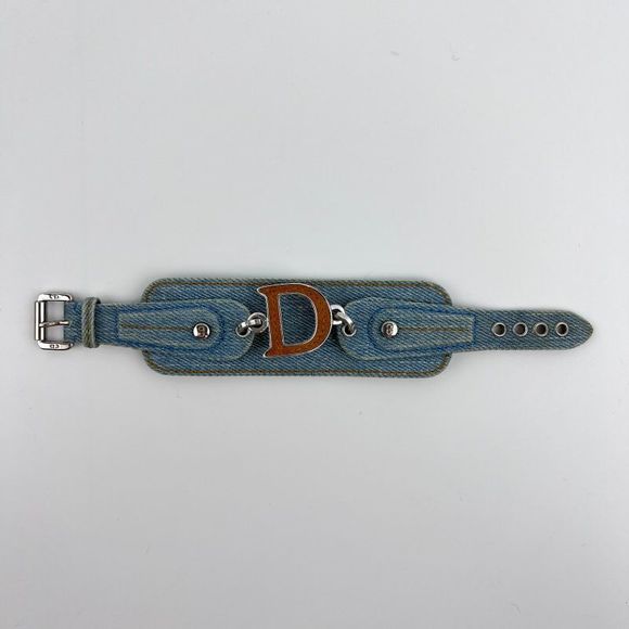 Christian DIOR Accessories Bracelet Bangle Dior Logo Blue Denim Vintage Women - Picture 4 of 16